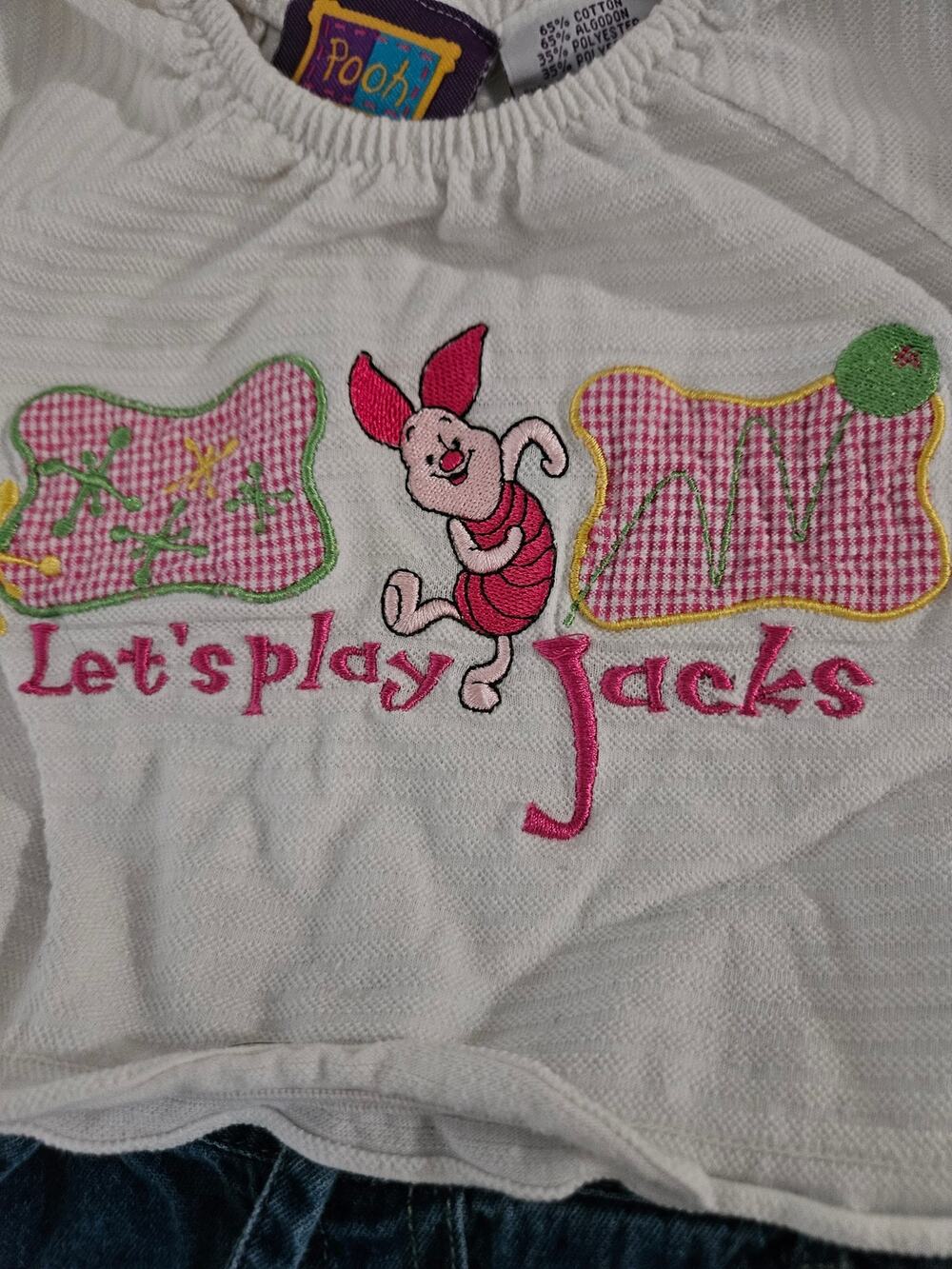 Vintage 2000 Disney Pooh Piglet Shirt 18M Too Absurd Embroidered Y2K Baby